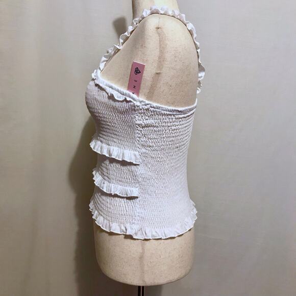 Crave Fame NWT White Smocked Sleeveless Top Juniors L - Picture 5 of 11